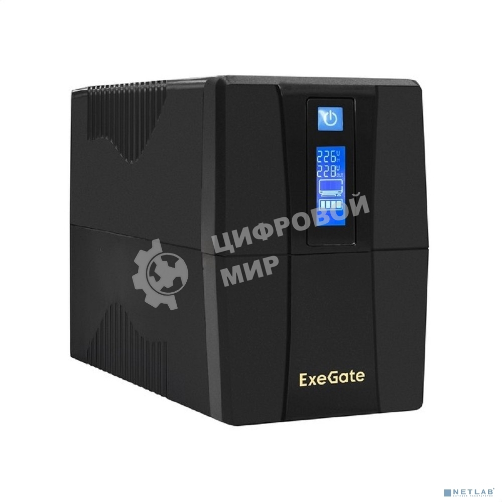Источник бесперебойного питания ExeGate Power Smart ULB-1000.LCD.AVR.2SH.RJ.USB 1000VA/550W, LCD, AVR, 2*Schuko,RJ45/11,USB, черный