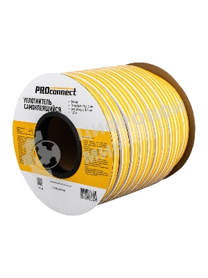 Уплотнитель самоклеящийся, белый, D-профиль 9х7,5мм, для зазоров 3-5мм, бухта 100м PROconnect