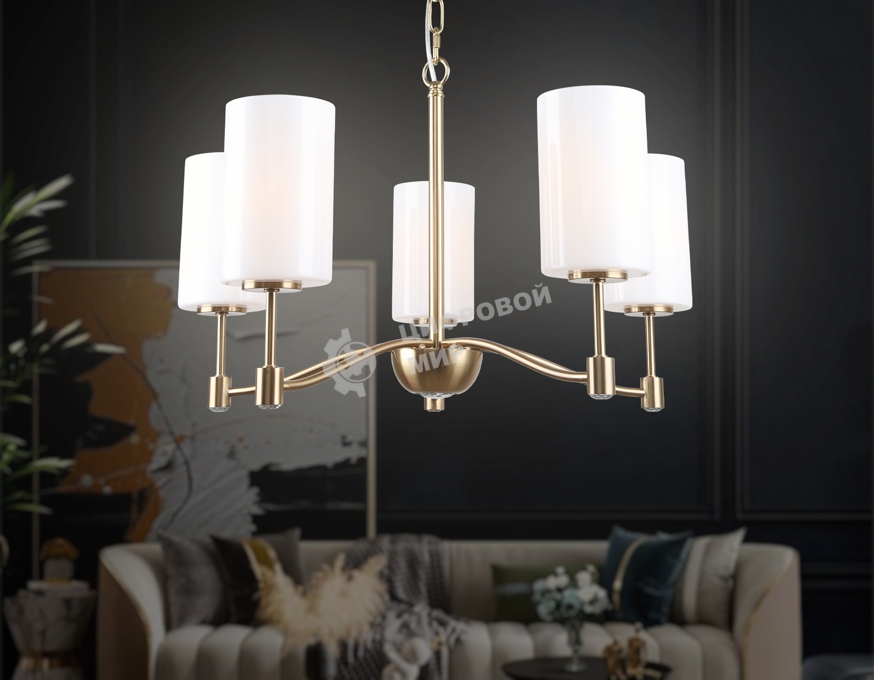 Люстра Ambrella light LH56051/5 BS/FR латунь/белый матовый E14*5 max 40W D590*950