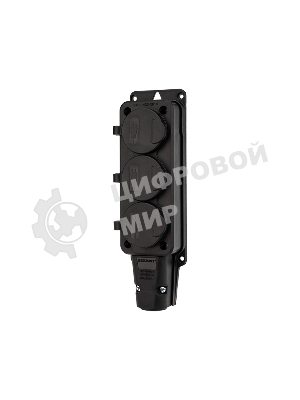 Розетка штепсельная Rexant трехместная, влагозащищенная, с/з, 16 А, IP54, каучук