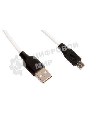 Кабель USB 2.0 HOCO X21, силиконовая оплетка, AM/microBM, бело-черный, 1м