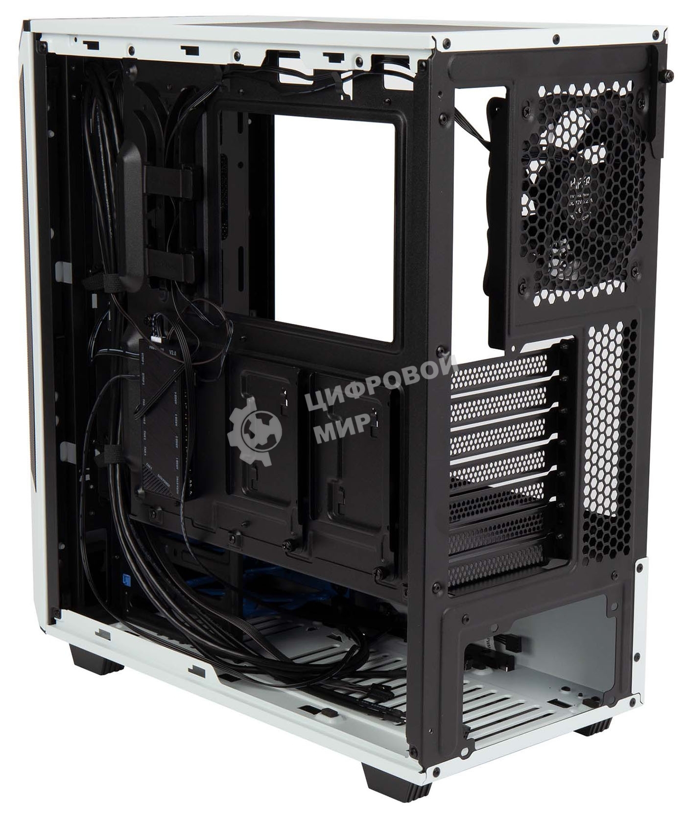 Компьютерный корпус Hiper PW81 белый без БП ATX 3x120мм 2xUSB2.0 2xUSB3.0 audio bott PSU