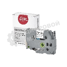 Кассета с лентой S'OK by Sakura Printing TZES241 для Brother, черный на белом, 18мм/8м, наклейка