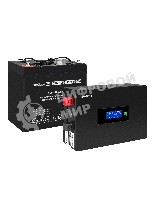 Комплект Источник бесперебойного питания EX295992RUS + батарея 55Aч EX285667RUS 1шт (инвертор, синус, для котла, PF=1, настенный) ExeGate IdealSine SR-600.LCD.2SH <600VA/600W, чистая синусоида, цветной LCD-дисплей, 2*Schuko, крепление настенное, черный> + батарея ExeGate DTM 1255 (12В, 55А·ч) 1шт