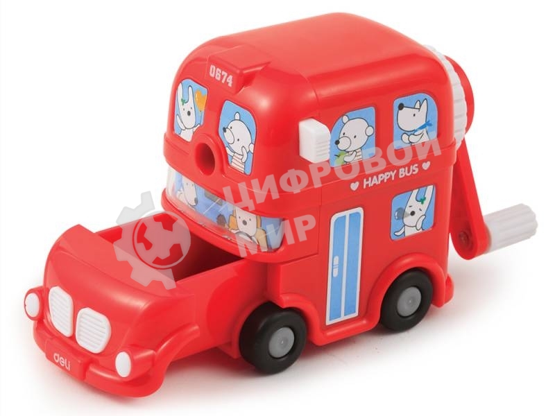 Точилка для карандашей механическая Deli BUS E0674, 1 отверстие, пластик, ассорти, коробка