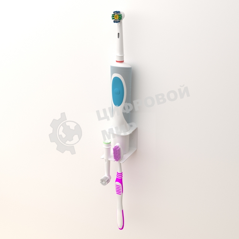 Держатель Rexant для хранения электрических зубных щеток и насадок, монтаж без сверления, белый