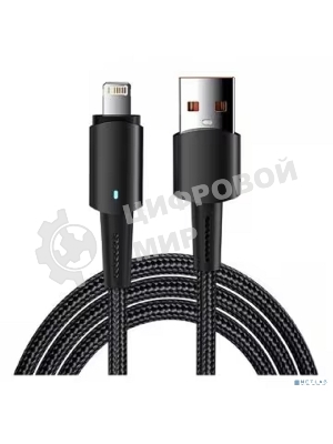 Кабель Rexant USB-A - Lightning для Apple, 2,4А, 1м, в черной нейлоновой оплетке, со световой индикацией