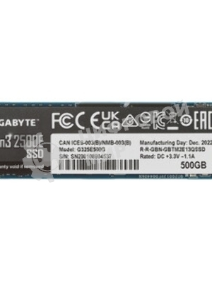 Накопитель SSD GIGABYTE AORUS Gen3 2500E, 500Gb, M.2 2280, PCIe 3.0 x4, NVMe, R/W 2300/1500