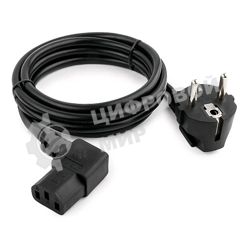 Кабель питания Gembird 1.8м, VDE(0.75мм), черный, угловой разъем, с зазем., пакет