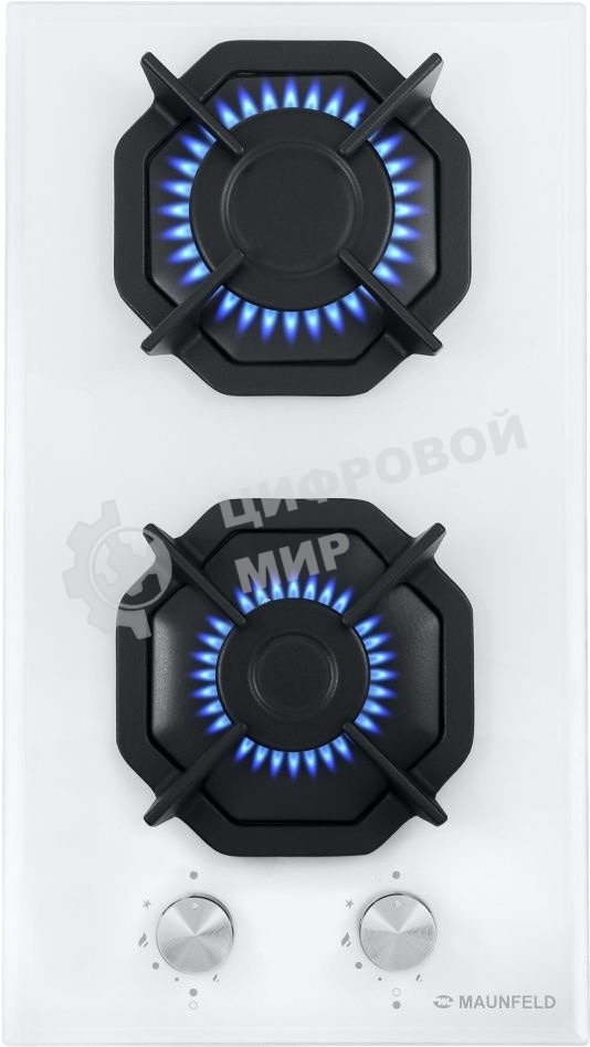Газовая варочная панель Maunfeld EGHG.32.2CW/G, 2 конфорки, закаленное стекло, белый