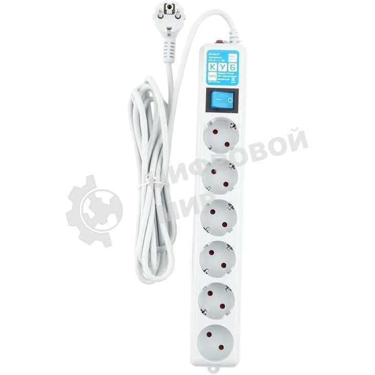 Фильтр-удлинитель PowerCube PRO (SPL(5+1)-16B-P-5М) 5.0 м, LC контур - подавление В/Ч помех, 16А/3,5 кВт