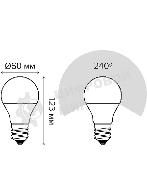Лампа светодиодная Gauss LED A60 16W E27 1470lm 4100K 1/10/50