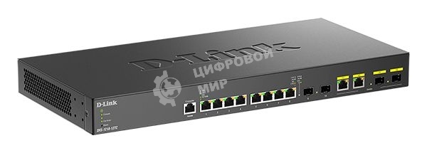 Коммутатор настраиваемый L2+ D-Link DXS-1210-12TC/B1A PROJ с 8 портами 10Gbase-T, 2 портами 10Gbase-X SFP+ и 2 комбо портами 10Gbase-T/SFP+