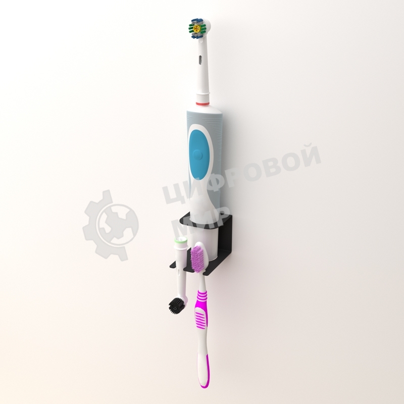Держатель Rexant для хранения электрических зубных щеток и насадок, монтаж без сверления, черный