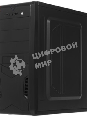 Компьютерный корпус Miditower ExeGate CP-601-UNS350 (ATX, БП UNS350 с вент. 12см, 2*USB, аудио, черный)