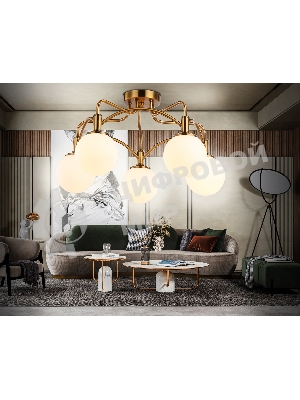 Светильник Ambrella light TR3212/5 GD/FR золото/белый матовый  E27*5 max 40W D560*302