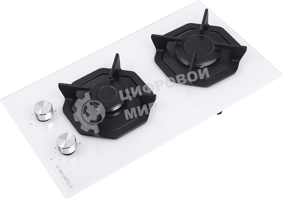 Газовая варочная панель Maunfeld EGHG.32.2CW/G, 2 конфорки, закаленное стекло, белый