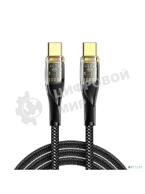 Кабель Rexant Type-C – Type-C, 5А, 100Вт, 1м, в черной нейлоновой оплетке со световой индикацией