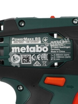 Дрель-шуруповерт Metabo PowerMaxx BS, 12 В, 2 Ач, 34 Нм, щеточный