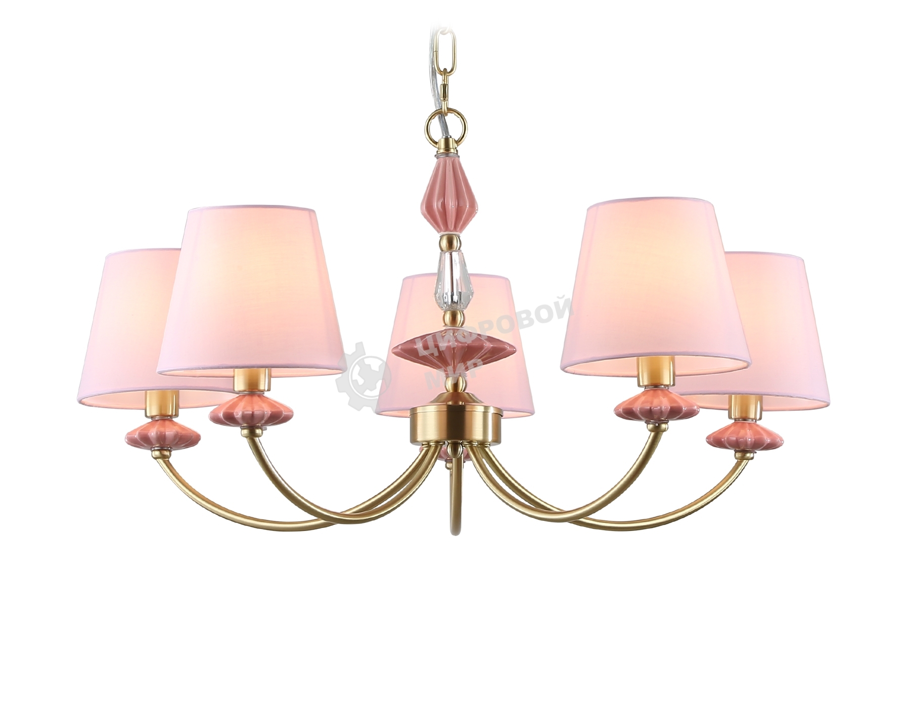 Люстра Ambrella light LH75024/5 GD/PI золото/розовый E14/5 max 40W D700*780