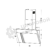 Вытяжка наклонная Centek CT-1826-60 белый, 60 см, 600 куб. м/ч, 69 дБ