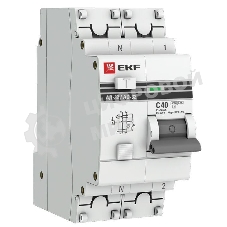 Выключатель автоматический дифференциального тока 1п+N 2мод. C 40А 30мА тип AC 4.5кА АД-32 PROxima EKF DA32-40-30-pro