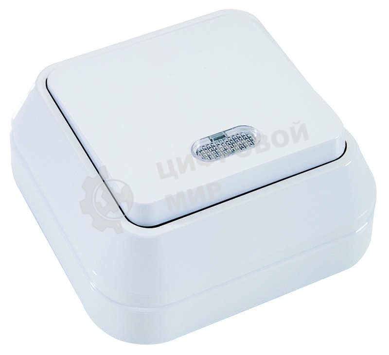 Выключатель проходной 1-кл. Makel ОП 10А IP20 с подсветкой белый