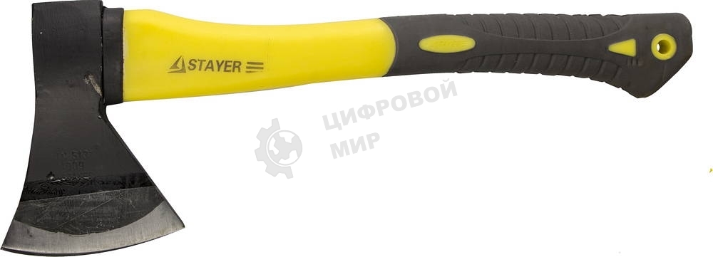 Топор STAYER кованый с двухкомпонентной стеклопластиковой рукояткой, 0,6кг [2062-06]
