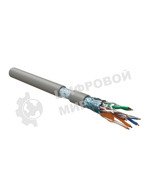 Кабель витая пара F/UTP Hyperline FUTP4-C5E-S24-IN-LSZH-GY-305 (FTP4-C5E-SOLID-LSZH-GY-305) (305 м), категория 5e, 4 пары (24 AWG), одножильный (solid), экран - фольга, LSZH, нг(С)-HF, –20°C – +75°C, серый - гарантия: 15 лет компонентная; 25 лет системная