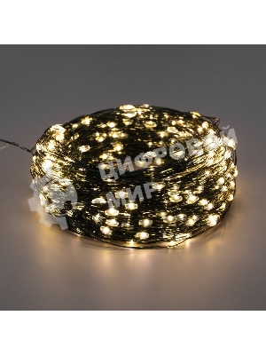 Гирлянда Роса с контроллером 30м, 300LED, IP20, 230В, зеленый провод, теплое белое свечение 