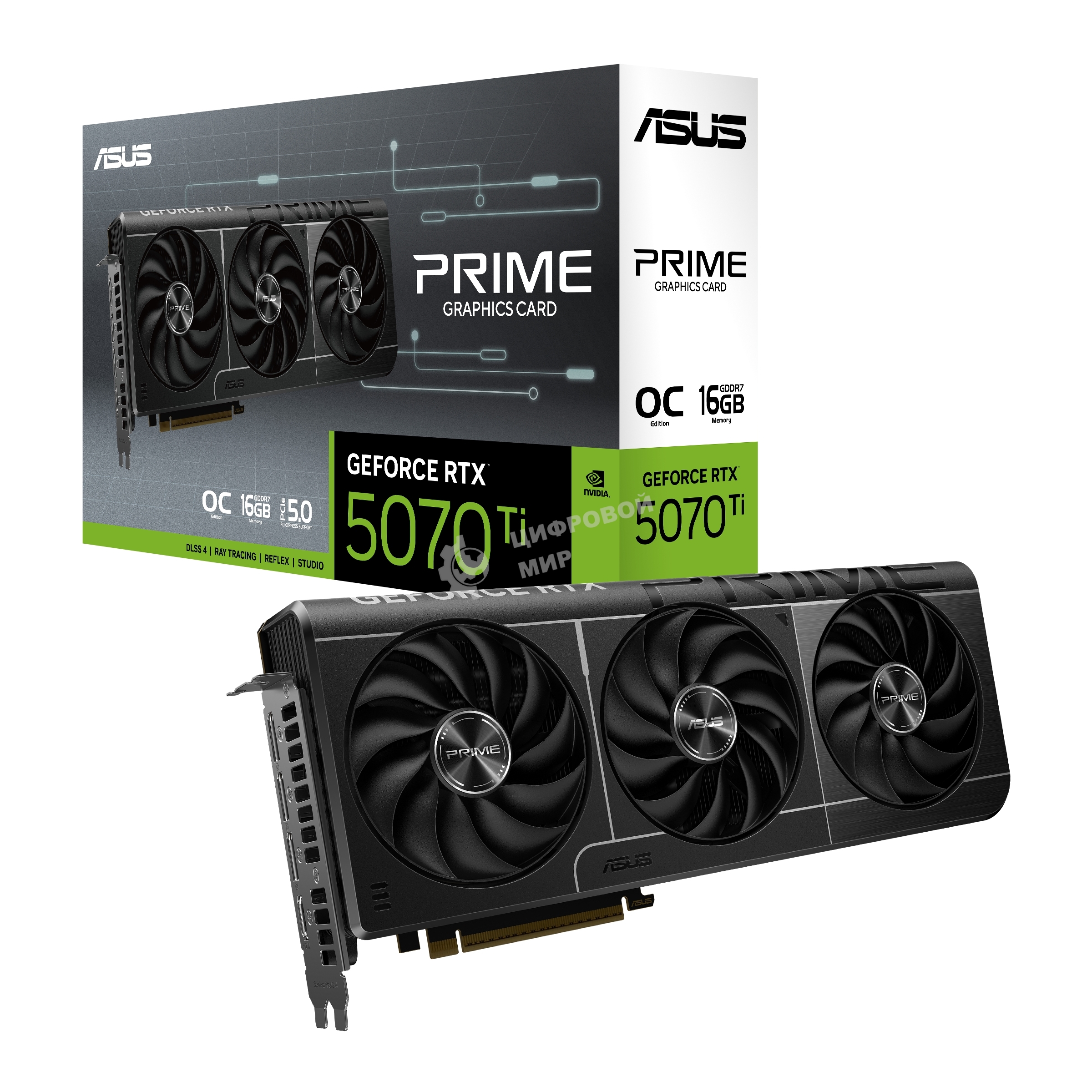 Видеокарта ASUS PRIME-RTX 5070TI-O16G RTX 5070TI HDMIx1,DPx3,16G,D7
