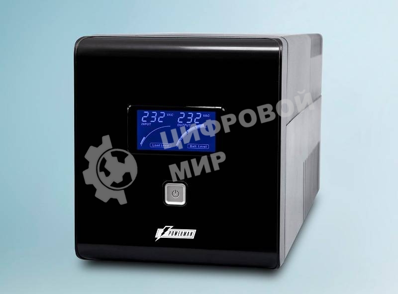 Источник бесперебойного питания PowerMan Smart Sine 1000 черный (Pure Sine Wave/LCD Display/USB/Software/RJ11/45)
