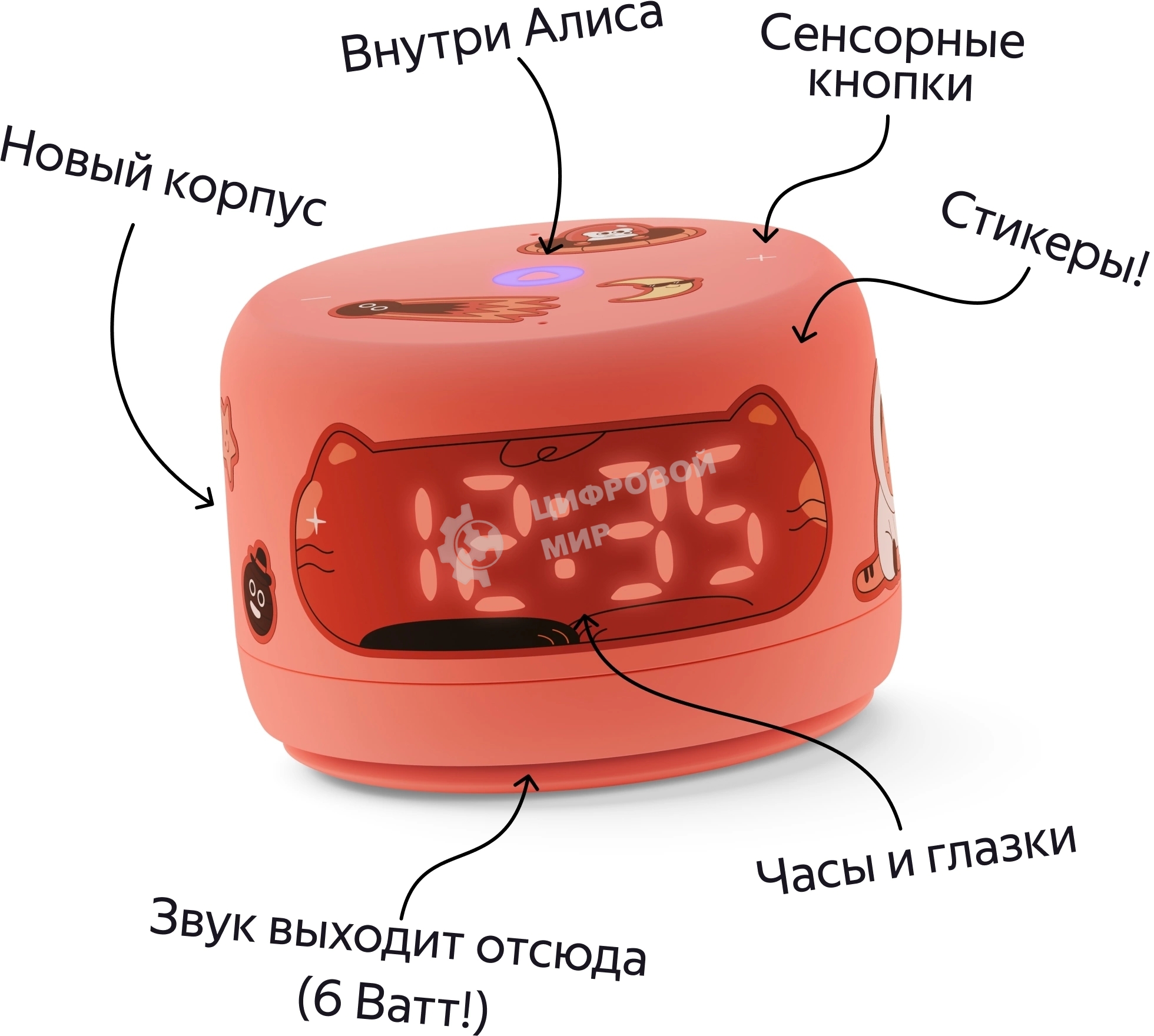 Умная колонка Yandex Станция Лайт 2 Алиса coral 6W 1.0 BT/Wi-Fi 10м