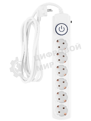Сетевой фильтр Ippon BK-6-EU-3-16-W 3 м, 6 розеток, белый, коробка