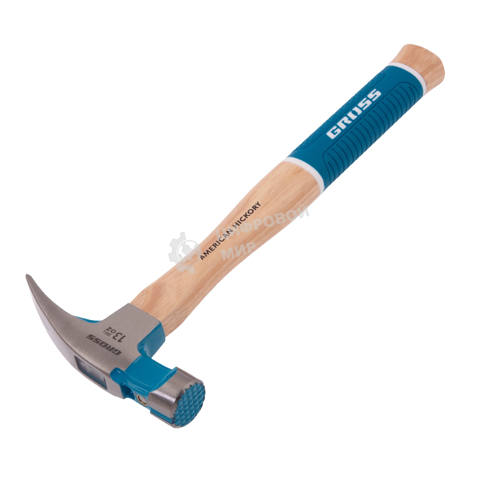 Молоток-гвоздодер Gross AMERICAN HICKORY 380 г, угол 75, магнит, обрезиненная рукоятка