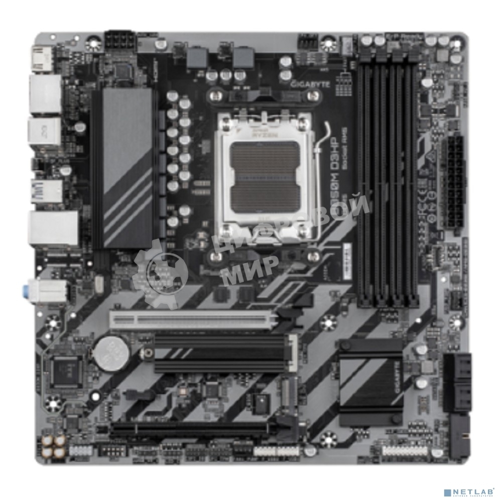 Материнская плата Gigabyte B850M D3HP, AM5, AMD B850, 4xDDR5, 4xSATA, 2xM.2, 1xPCIe 5.0 x16, 1xPCIe 3.0 x4, 1xHDMI, 2xDP, 1x 1Gb LAN, 3xUSB-A 3.2 Gen 1, 2xUSB-A 2.0, 1xUSB-C 3.2 Gen 1, 3x3.5 мм, 7.1, mATX