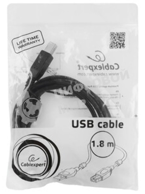 Кабель Cablexpert USB2.0 Pro CCF2-USB2-AMAF-6, AM/AF, 1.8м, экран, 2феррит.кольца, черный, пакет