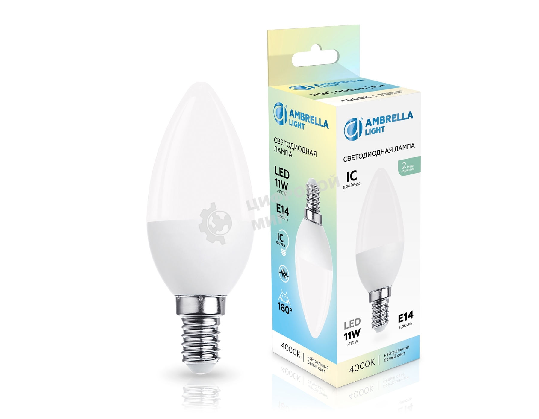 Светодиодная лампа 371114 LED C37 11W IC E14 4000K 175-265V
