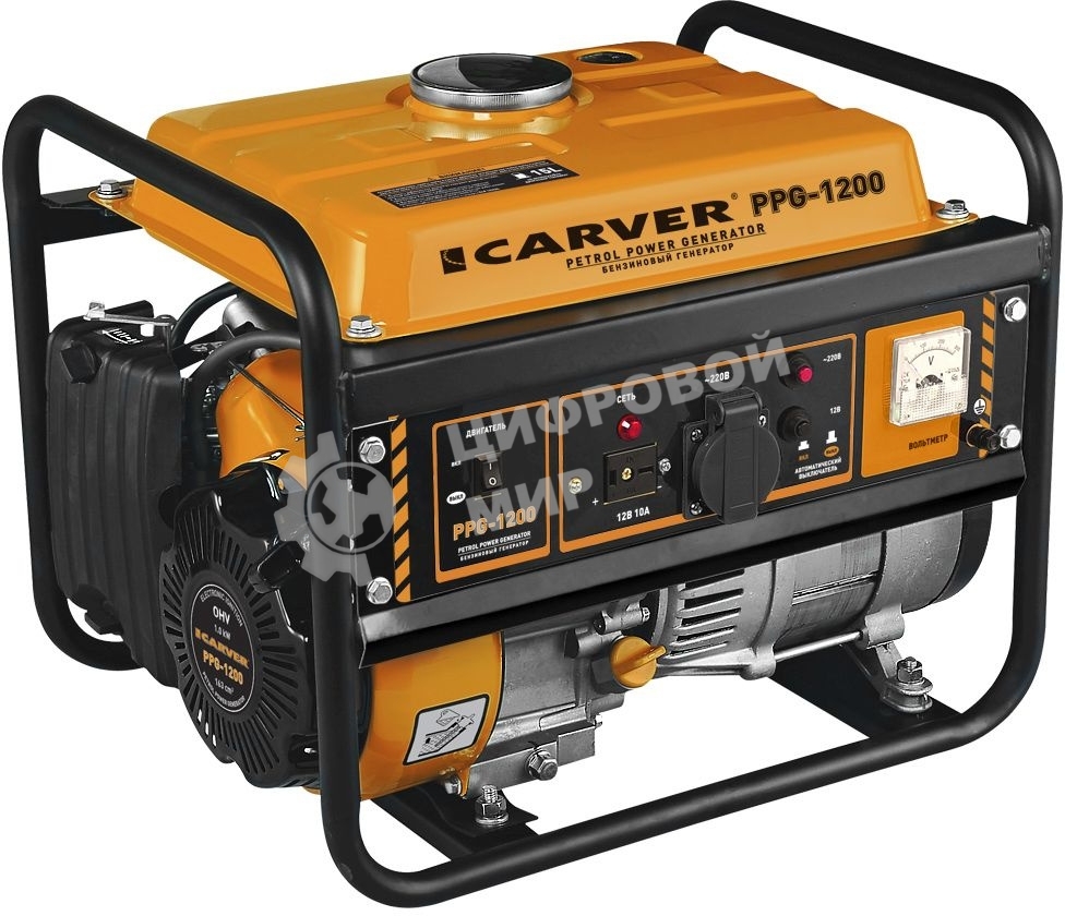 Электрогенератор бензиновый Carver PPG-1200, 1.05 кВт, 65 дБ, 24 кг