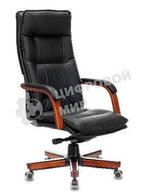 Кресло Бюрократ T-9927WALNUT/BLACK черный, кожа