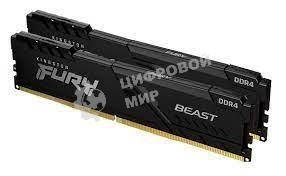 Оперативная память Kingston Fury Beast, DDR4, 16GB (2x8GB), 3200MHz, CL16, DIMM, с радиатором, черный