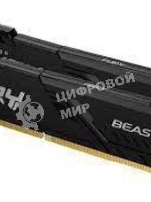 Оперативная память Kingston Fury Beast, DDR4, 16GB (2x8GB), 3200MHz, CL16, DIMM, с радиатором, черный