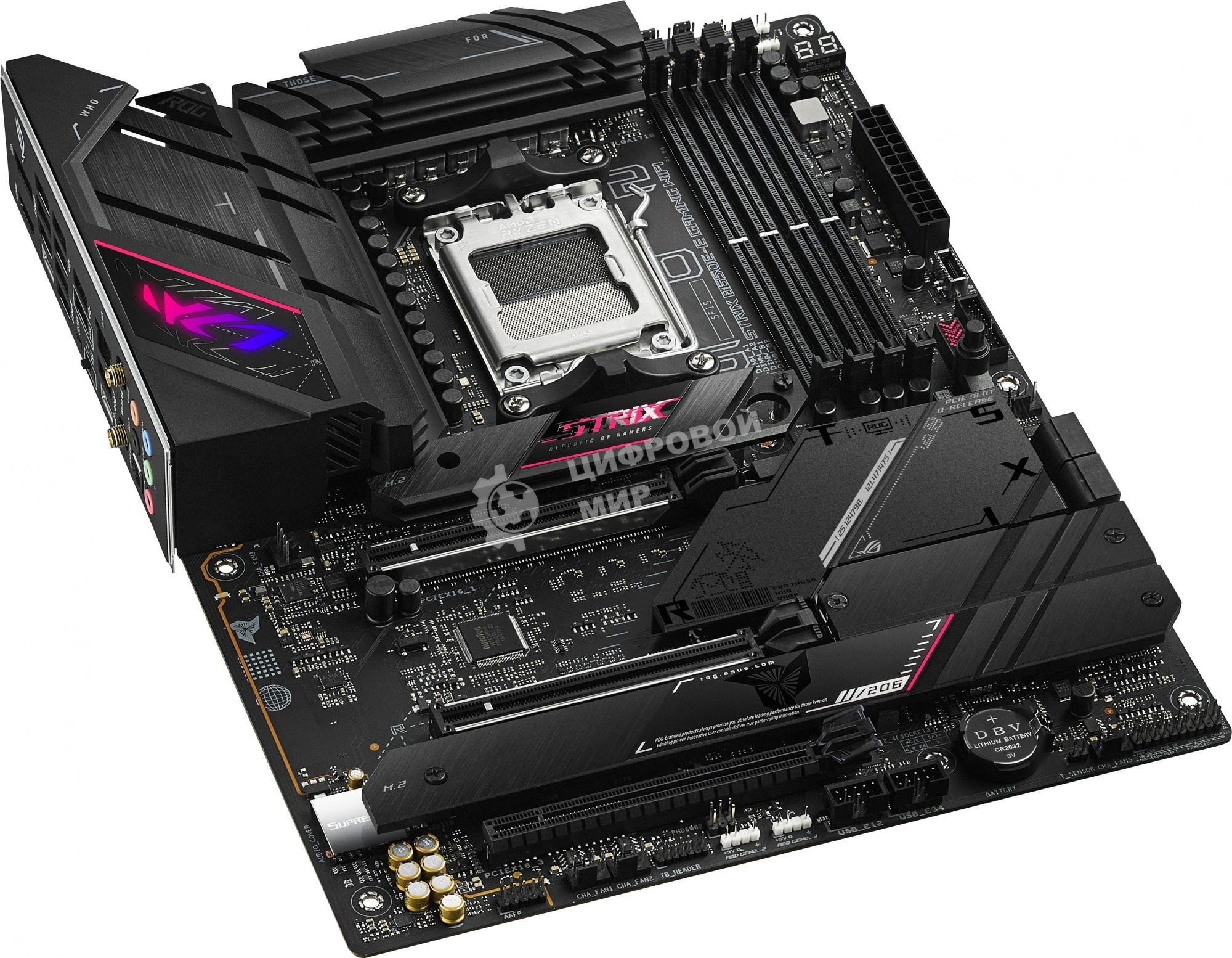 Материнская плата ASUS ROG STRIX B650E-E GAMING WIFI, AM5, AMD B650, 4xDDR5, 4xSATA, 4xM.2, 1xPCI-E 4.0 x4, 1xPCI-E 5.0 x8, 1xPCI-E 5.0 x16, 1xDP, 1xHDMI, 1x 2.5Gb LAN, 4xUSB-A 3.2 Gen 2, 6xUSB-A 3.2 Gen 2, 1xUSB-C 3.2 Gen 2, 1xUSB-C 3.2 Gen 2x2, 5x3.5 мм