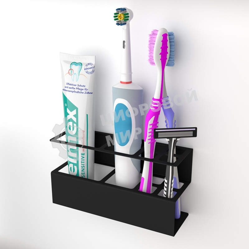 Держатель Rexant для хранения зубных щеток и аксессуаров для ванны, черный