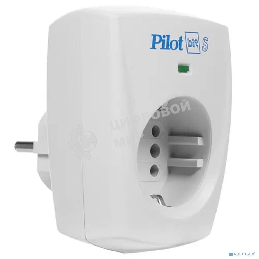 Сетевой фильтр ZIS PILOT BIT S, 1 розетка, 16А/3,5кВт, св.серый