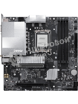 Материнская плата MSI PRO B860M-P WIFI6E, LGA 1851, Intel B860, 4xDDR5 (до 256 ГБ), 4xSATA, 2xM.2 (1xPCIe 5.0, 1xPCIe 4.0), 1xPCIe 5.0 x16, 1xPCIe 4.0 x16, 1xVGA, 1xHDMI, 2xDP, 1x2.5Gb LAN, Wi-Fi 6E, Bluetooth 5.3, 3xUSB-A 5Gbps, 2xUSB-A 2.0, 3x3.5 мм, 7.1, чёрный, mATX