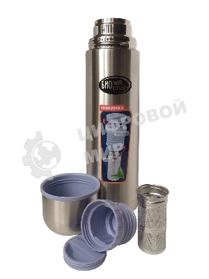Термос BIOSTAL c узкой горловиной, пробка с ситечком, 1 л.