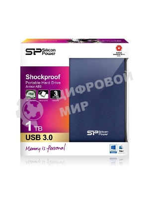 Внешний HDD Silicon Power USB 3.0 1Tb A80 SP010TbPHDA80S3B Armor (5400 об/мин) 2.5