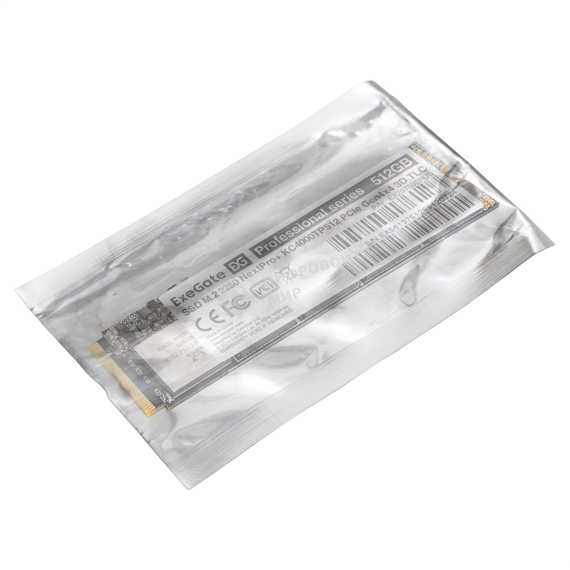 Накопитель SSD ExeGate NextPro+ KC4000TP512, 512Gb, M.2 2280, PCIe 4.0 x4, NVMe, R/W 5000/3600