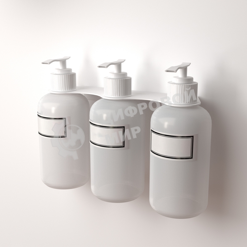 Держатель дозатора для жидкого мыла и шампуней Rexant на 3 флакона настенный, белый